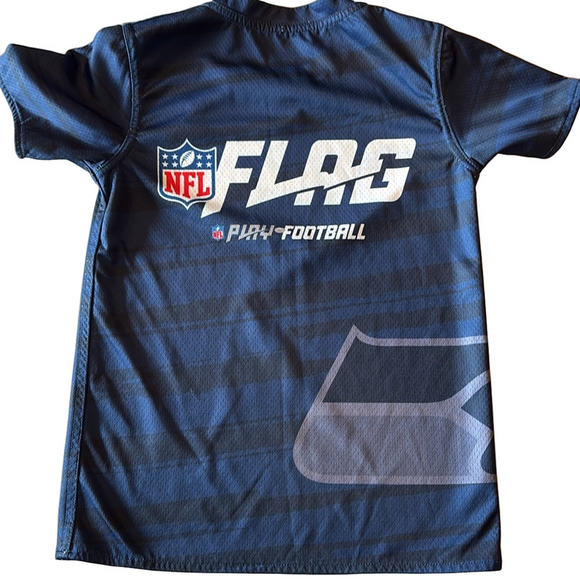 NFL Kids Medium Seattle Seahawks Short Sleeve Flag Football Reversible Jersey - Picture 4 of 5